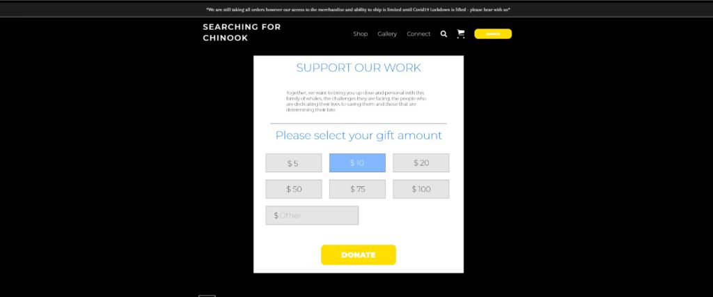 Searching for Chinook Donation Page